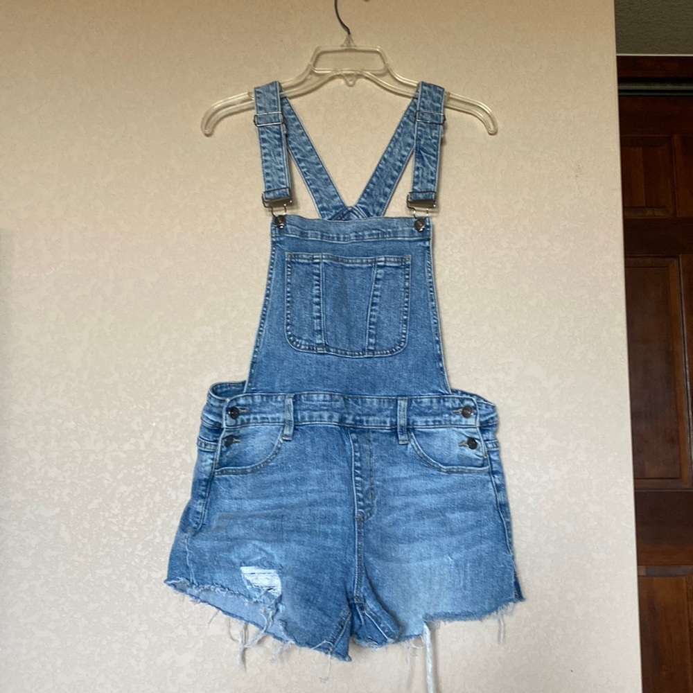 Denim Overall Cutoff Shorts Medium